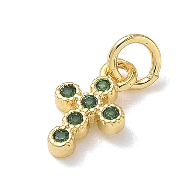 Brass Micro Pave Cubic Zirconia Charms KK-L268-015G-B08-1