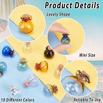   10Pcs 10 Colors Lucky Bag Shape Glass Cork Bottles Ornament AJEW-PH0004-64-1