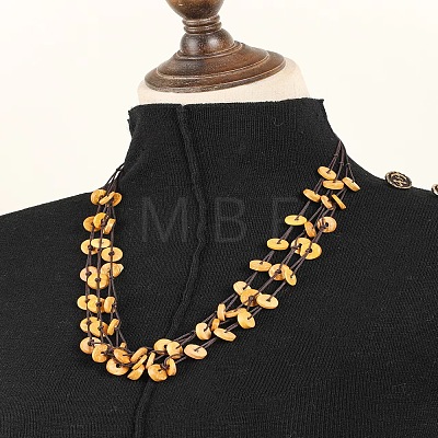 Ethnic Style Dyed Coconut Disc Beaded 3 Layer Necklaces for Women WG6DEC1-02-1