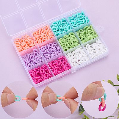 600Pcs 6 Styles Opaque Acrylic Linking Rings MACR-SP0002-37-1