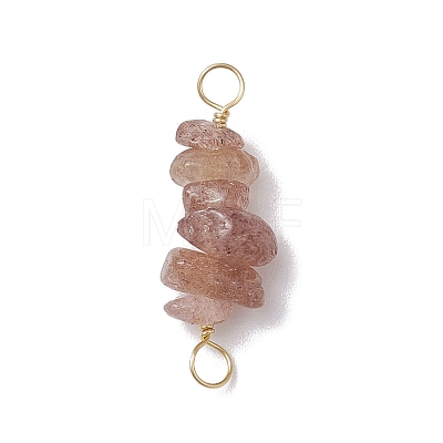 10Pcs 5 Styles Constellation Natural Citrine & Black Tourmaline & Aquamarine & Strawberry Quartz & Rose Quartz Copper Wire Wrapped Chip Beaded Connector Charms PALLOY-JF02905-01-1