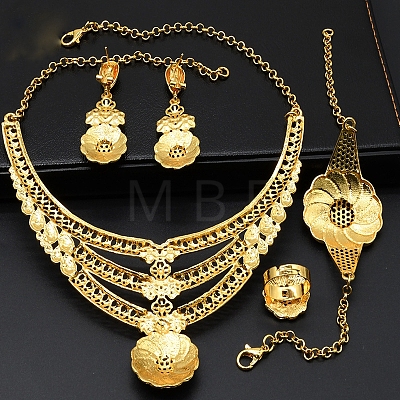 Alloy Pendant Necklaces & Stud Dangle Earrings & Rings & Link Bracelets Sets WGE4917-03-1