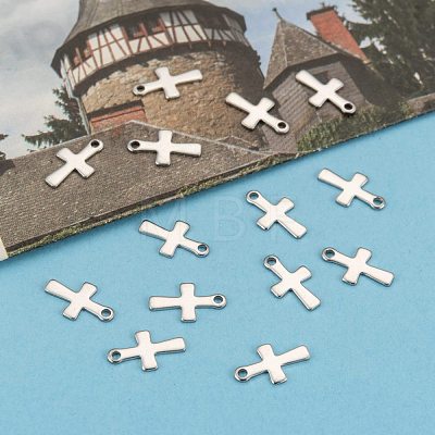 Stainless Steel Tiny Cross Charms STAS-Q168-07-1
