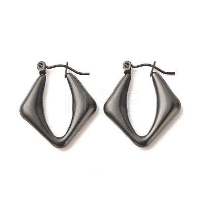 Ion Plating(IP) 304 Stainless Steel Chunky Rhombus Hoop Earrings for Women EJEW-K242-06B-1