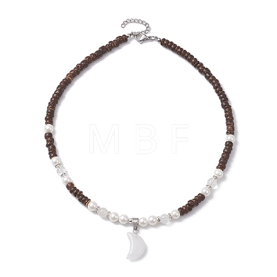 Moon Quartz Crystal Pendant Necklaces for Women NJEW-JN04664-01-1