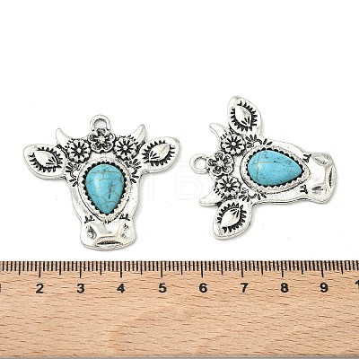 Bohemian Synthetic Turquoise Cattle Pendants FIND-Z112-01AS-08-1