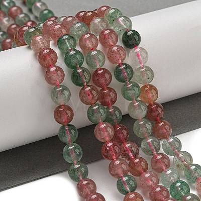 Natural Red and Green Strawberry Quartz Beads Strands G-B099-C03-04-1