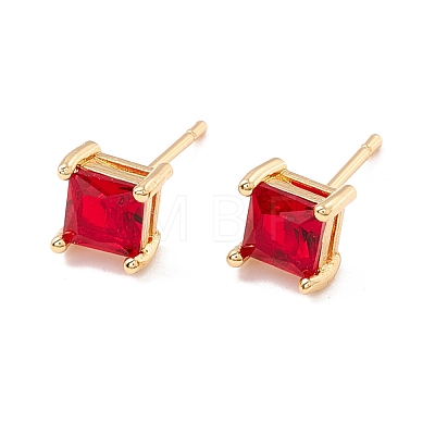 Cubic Zirconia Square Stud Earrings EJEW-F282-20-G-1