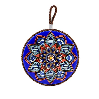 Flat Round with Mandala Pattern Ceramic & Cork Cup Coaster PW-WG69E59-04-1