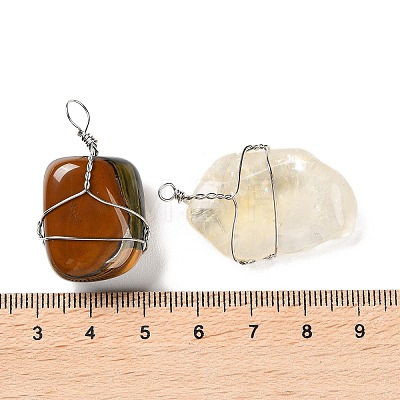 Natural Mixed Stone Copper Wire Wrapped Pendants G-G104-04-1