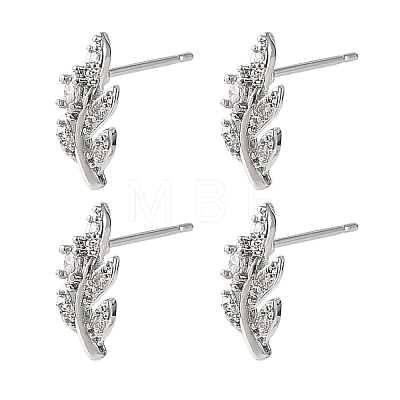 SHEGRACE Brass Micro Pave Cubic Zirconia Stud Earrings XGRQ4N374-719P-1