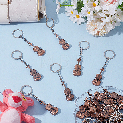 24Pcs Alloy Violin Keychains KEYC-GO00021-1