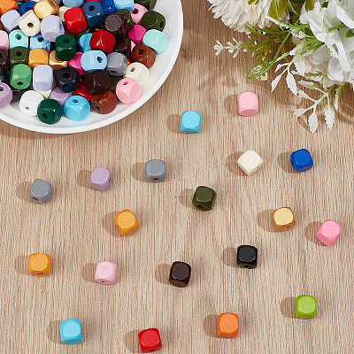 Spray Painted Wooden Beads WOOD-PA0001-53A-1