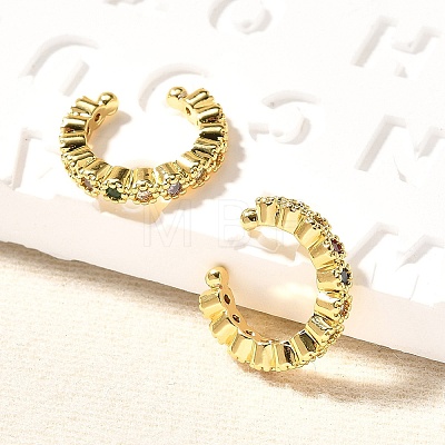 Brass Micro Pave Cubic Zirconia Cuff Earrings ZIRC-H109-06G-1