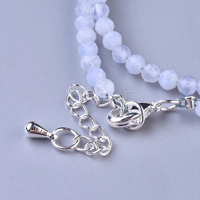 Natural Blue Lace Agate Beaded Necklaces NJEW-K114-B-A08-1