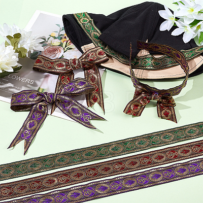   3Pcs 3 Colors Ethnic Style Embroidery Polyester Ribbons OCOR-PH0003-93-1