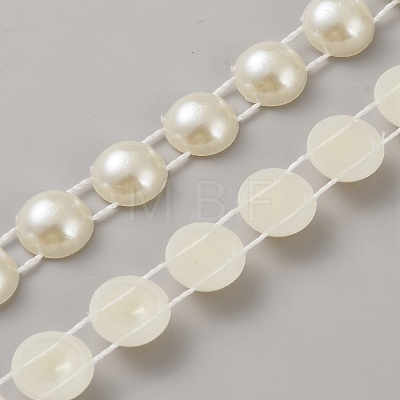 ABS Plastic Pearl Half Round Link Chains CHAC-WH20001-01B-1