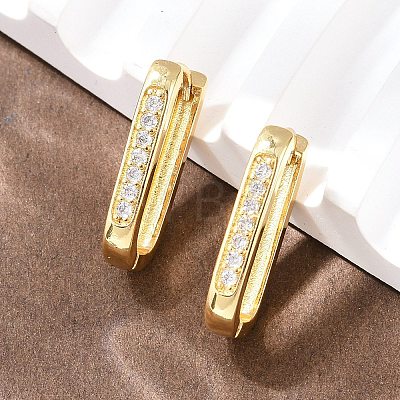 Rectangle Brass Cubic Zirconia Hoop Earrings EJEW-A156-16B-G-1