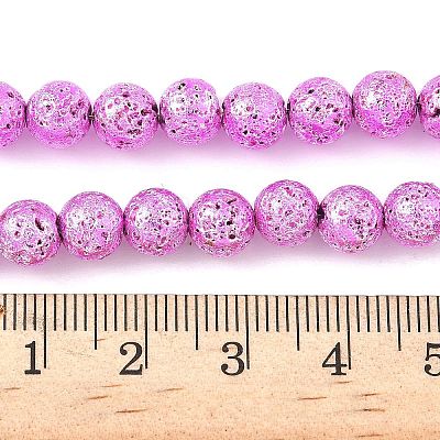 Electroplated Natural Lava Rock Beads Strands G-A263-A02-01-1