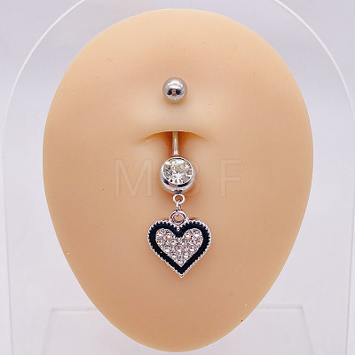 316L Surgical Stainless Steel Crystal Rhinestone Dangle Belly Rings WG83815-09-1