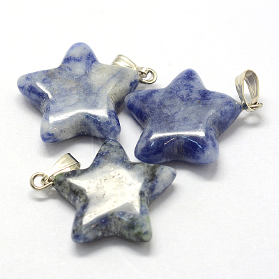 Star Natural Blue Spot Jasper Pendants G-Q367-17-1