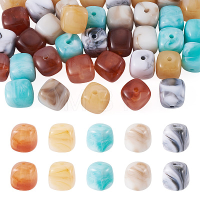 50Pcs 5 Colors Opaque Acrylic Beads OACR-TA0004-97-1