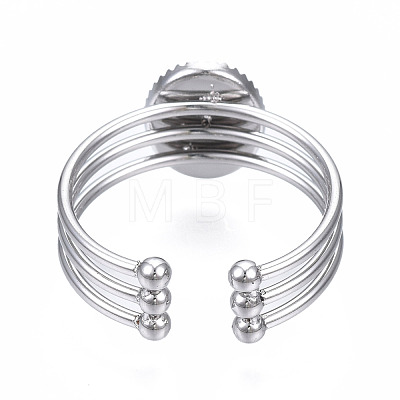 304 Stainless Steel Open Cuff Finger Ring Cabochon Settings STAS-T060-07P-1
