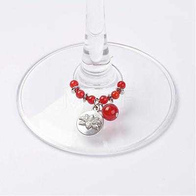 Natural Carnelian Wine Glass Charms AJEW-JO00154-03-1