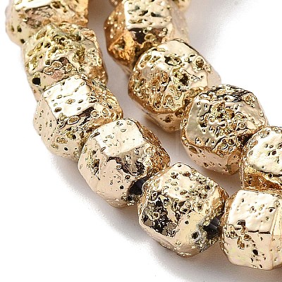 Electroplated Natural Lava Rock Beads Strands G-H303-A10-LG01-1