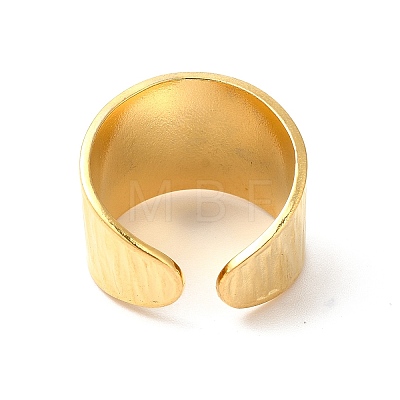 Ion Plating(IP) 304 Stainless Steel Textured Wide Open Cuff Ring for Women RJEW-E063-22G-1