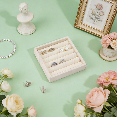 MDF Covered with Velvet Ring Organizer Display Trays RDIS-WH0011-39B-1