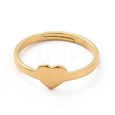 Ion Plating(IP) 201 Stainless Steel Heart Adjustable Ring for Women RJEW-F131-06G-1