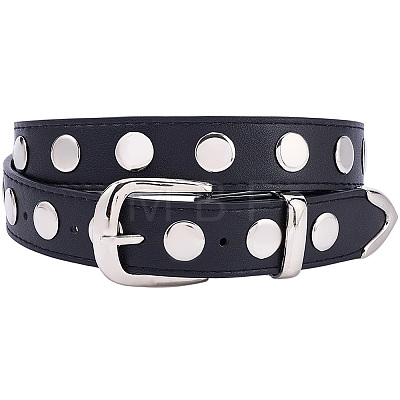 Black PU Imitation Leather Chain Belts AJEW-WH20070-318B-1
