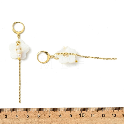 Natural Cultured Freshwater Pearl & Natural Freshwater Shell Earrings for Women EJEW-JE07275-1