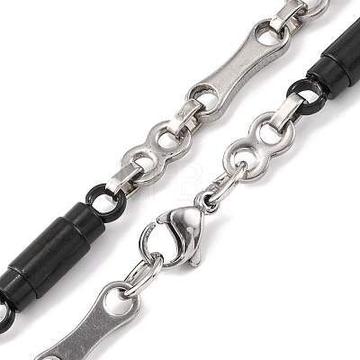 201 Stainless Steel Column Links Chain Necklace NJEW-F222-38EBP-04-1