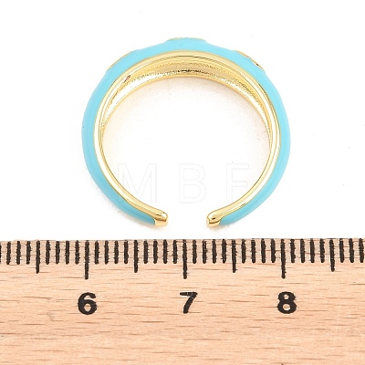 Brass Enamel Cuff Open Rings RJEW-P190-01G-02-1