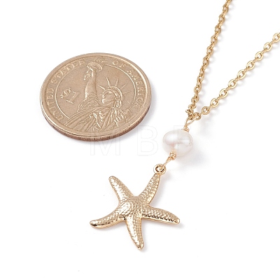 Starfish Pendant Neckelaces for Girl Women NJEW-JN03744-1