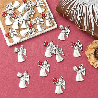 20Pcs 2 Colors Antique Silver Alloy Rhinestone Pendants FIND-YW0013-14-1