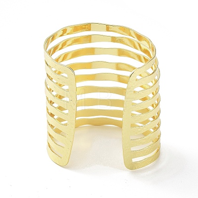 Rack Plating Brass Hollow Out Wide Wire Cuff Bangles for Women BJEW-D032-05G-1