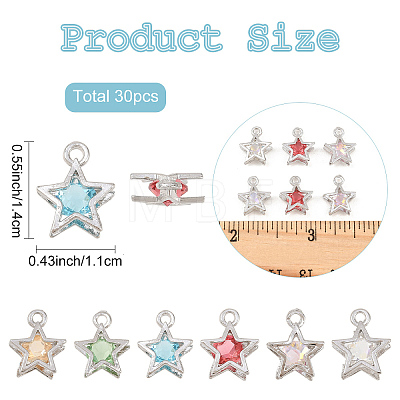 30Pcs 3 Colors Alloy Glass Pendants FIND-YW0011-24A-1