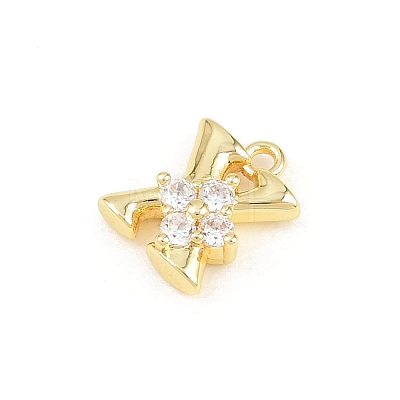 Brass Micro Pave Clear Cubic Zirconia Charms KK-Z151-18G-X-1