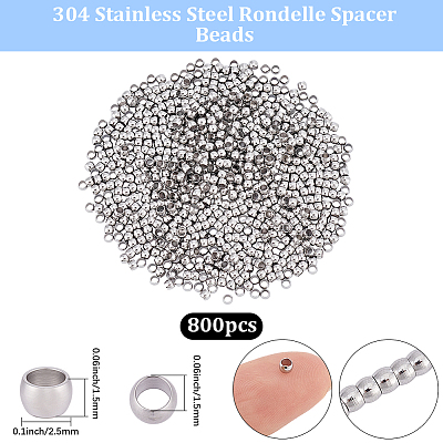 800Pcs 304 Stainless Steel Spacer Beads STAS-BBC0009-76B-1