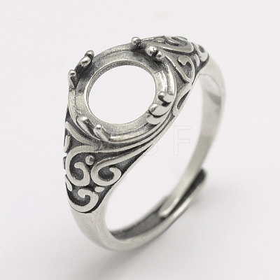 Adjustable Thailand 925 Sterling Silver Finger Ring Components STER-P033-31AS-1