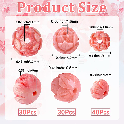 100Pcs 3 Styles Synthetic Coral Dyed Carved Beads SHEL-SC0002-10-1