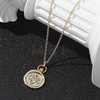 Brass Twelve Constellations Tarot Pendant Necklaces NJEW-Q006-01C-G-1