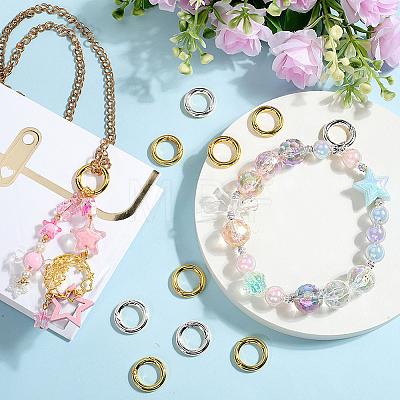 12Pcs 2 Colors Brass Spring Gate Rings KK-SC0008-03-1