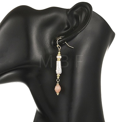 304 Stainless Steel with Natural Mixed Pearl Beads Strands Dangle Earrings EJEW-JE07417-1
