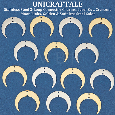 Unicraftale 20Pcs 2 Colors 201 Stainless Steel 2-Loop Connector Charms STAS-UN0055-20-1