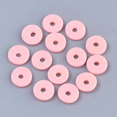 Flat Round Handmade Polymer Clay Bead Spacers X-CLAY-R067-3.0mm-18-1