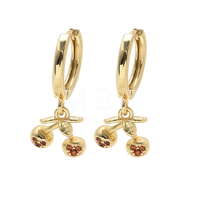 Brass Cubic Zirconia Hoop Earrings EJEW-Q015-01G-B-1